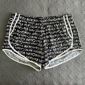 Calvin Klein Monogram Black and White Athletic Shorts - Plus Size